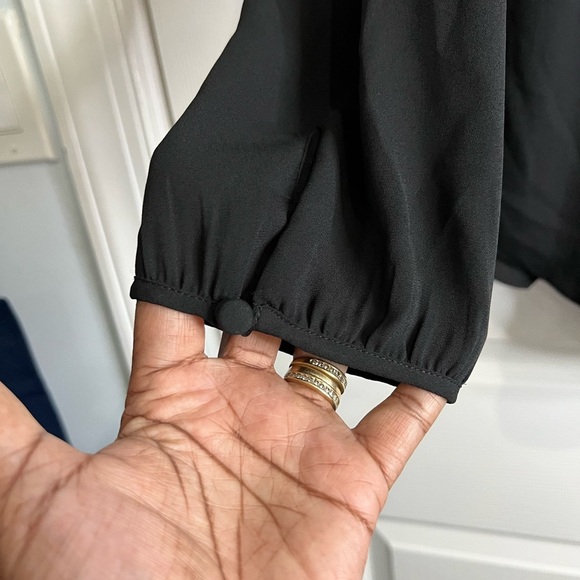 J. Crew Women's Split Neck Blouse with Tassel Trim - Black - Size 10 - Picture 7 of 8